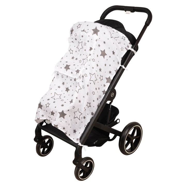 Parasolar multifunctional din muselina pentru carucior sport sau landou Kidizi® galaxy grey, model universal, viziera ajustabila