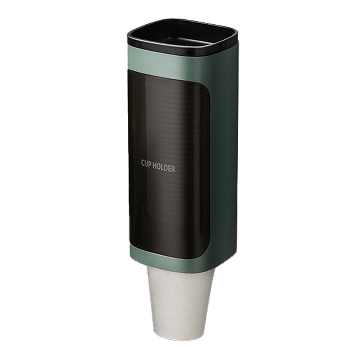 Falra szerelhető poháradagoló, kihúzható, fekete/zöld, 24x9,5x9,5 cm