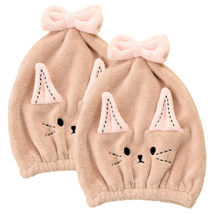 Комплект от 2 кърпи за коса, микрофибър, бежови