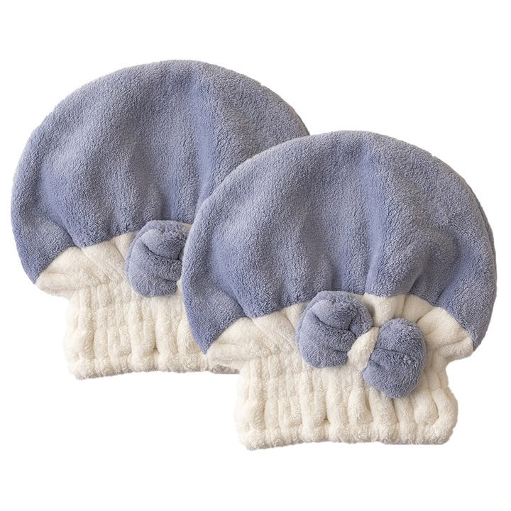 Комплект от 2 кърпи за коса, микрофибър, сини