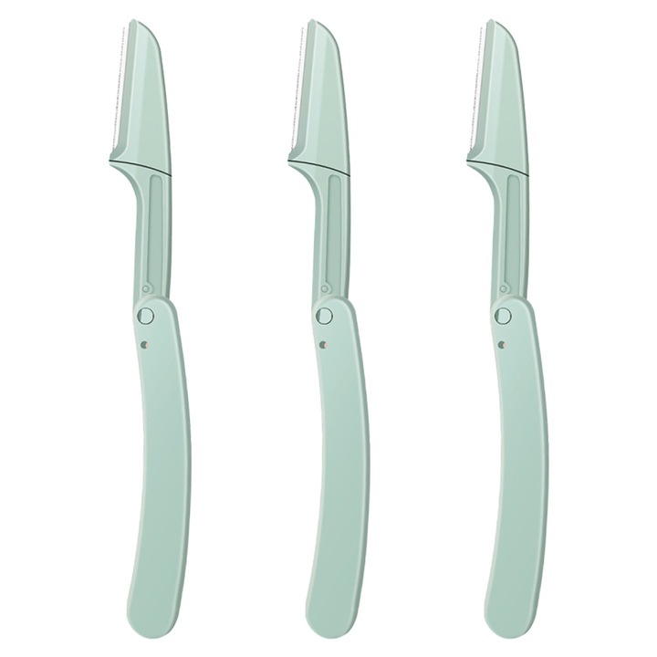 Set 3 trimmere pliabile pentru sprancene, unisex, antialunecare, portabil, verde