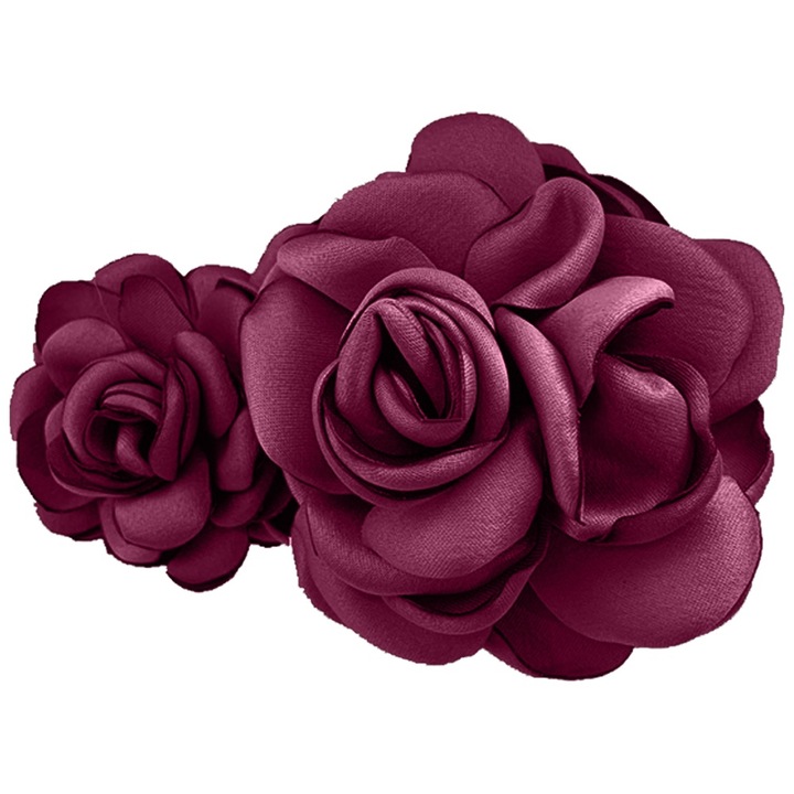 Clema de par, tip floare, plastic, visiniu