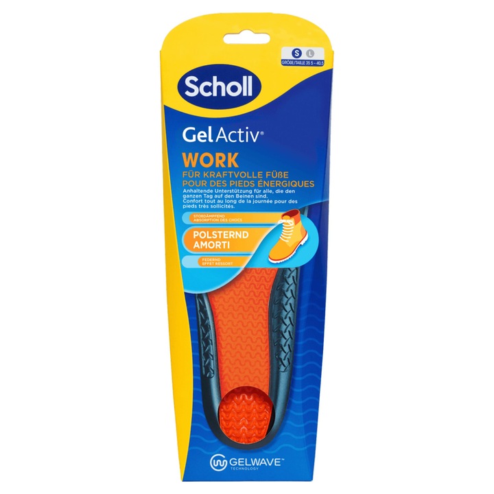 Branturi pentru pantofi Scholl, Gel Activ, pentru munca in picioare, 1 pereche, marimea S (35,5-40,5)