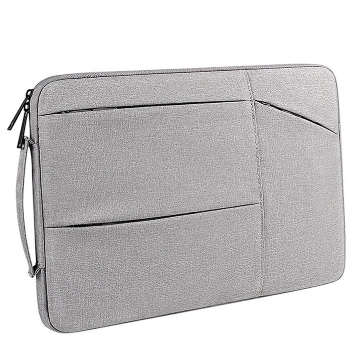 Geanta laptop impermeabila, protectie 360, gri, 35x26x3cm