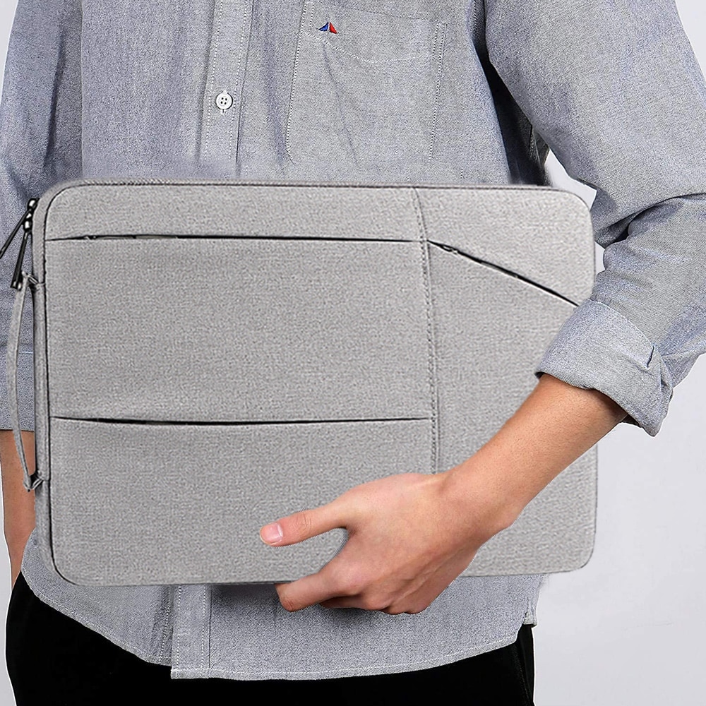 Geanta laptop impermeabila, protectie 360, gri, 35x26x3cm