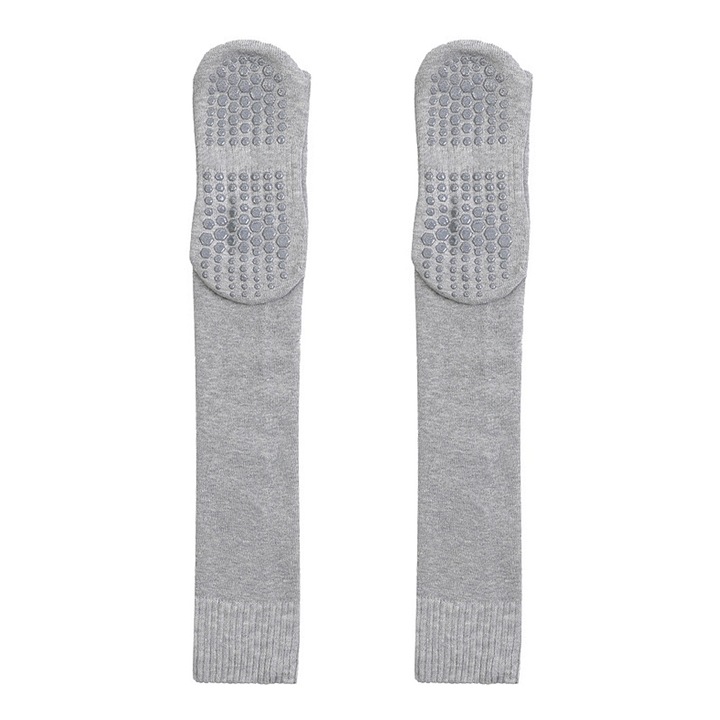 Jóga és Pilates zokni, csúszásmentes, térd, szürke, S/M