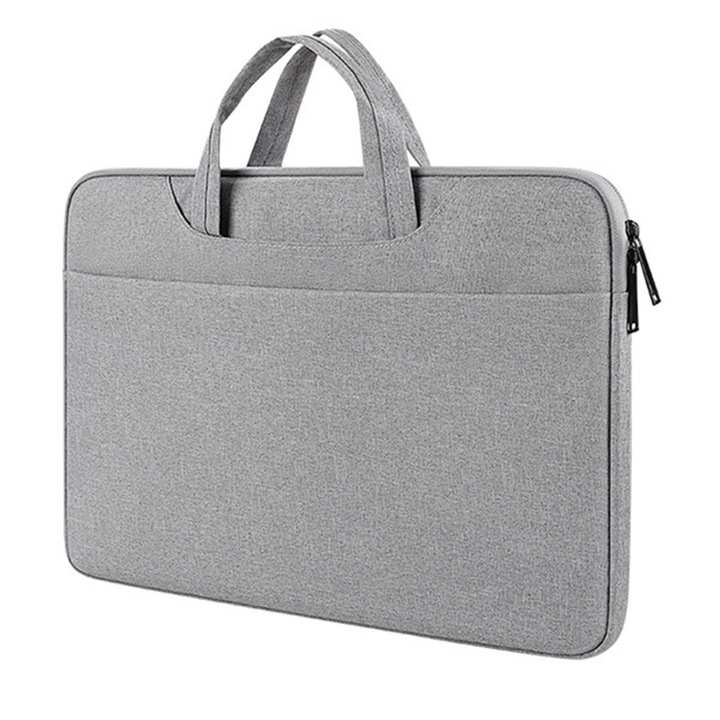 Husa pentru laptop, impermeabila, cu buzunare multiple, gri, 13.3/14.1-15.4/15.6 inch
