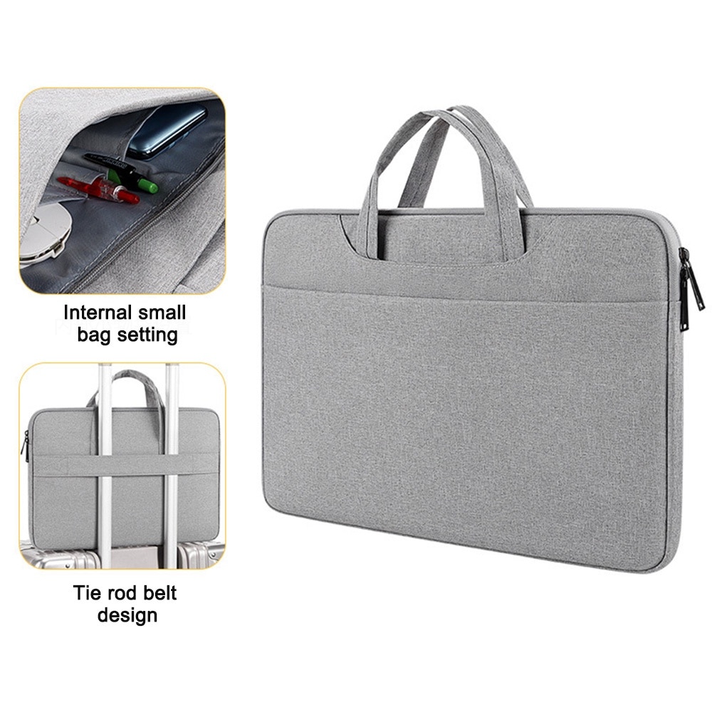 Husa pentru laptop, impermeabila, cu buzunare multiple, gri, 13.3/14.1-15.4/15.6 inch