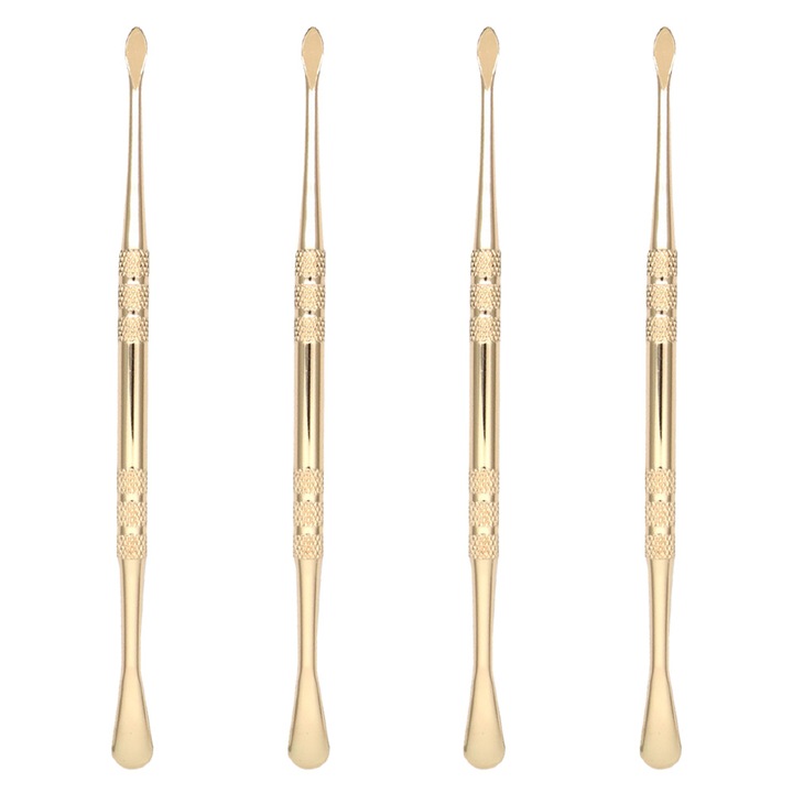 Set 4 spatule multifunctionale pentru unghii si cosmetice, inox, auriu