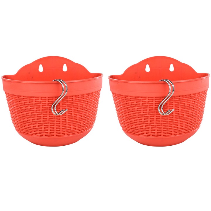 Ghiveci suspendat, plastic, rosu caramida