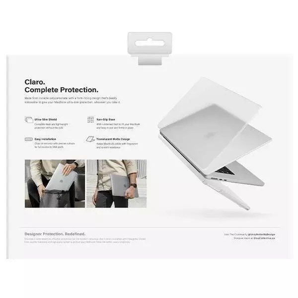 Husa laptop Uniq Claro, policarbonat, antialunecare, transparent/mat, pentru MacBook Air 13 (2022)
