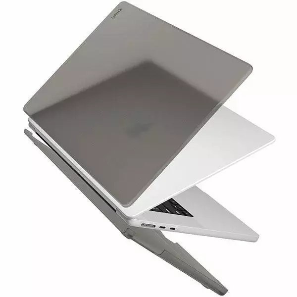 Husa laptop Uniq Claro, policarbonat, semi-transparenta, antialunecare, pentru MacBook Air 13 (2022), gri fumuriu
