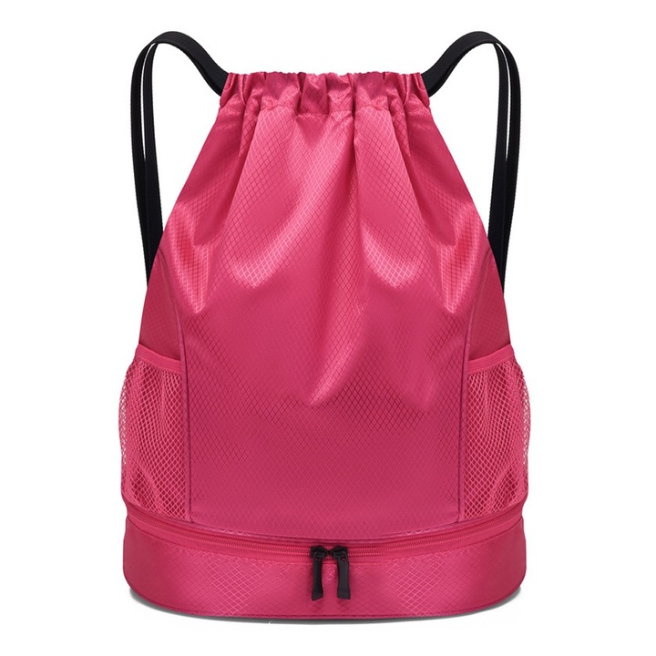 Rucsac cu sfoara, roz, capacitate mare, material durabil, rosu