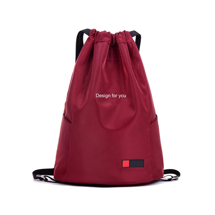 Rucsac cu snur, capacitate mare, pentru sala si calatorii, visiniu