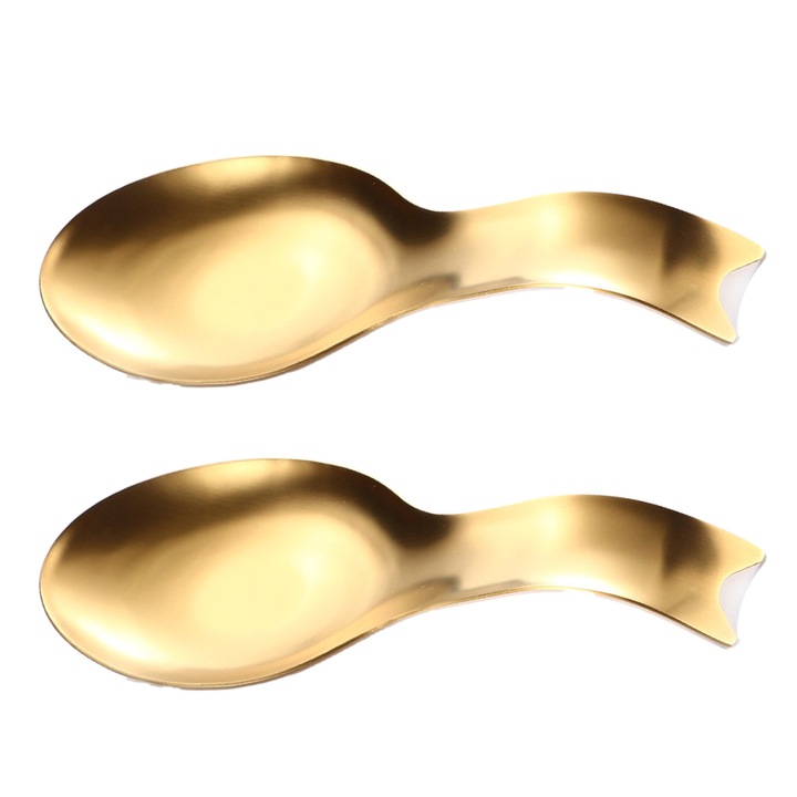 Set 2 Suporturi lingura, Inox, Pentru bucatarie, 26.5 x 9.5 cm, Auriu