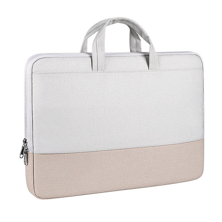 Husa de protectie pentru laptop, impermeabila, rezistenta la socuri, captuseala moale, khaki, 15.6 inch