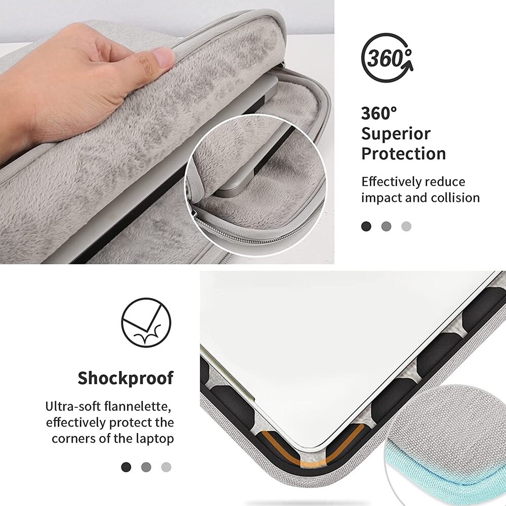 Husa de protectie pentru laptop, impermeabila, rezistenta la socuri, captuseala moale, khaki, 15.6 inch