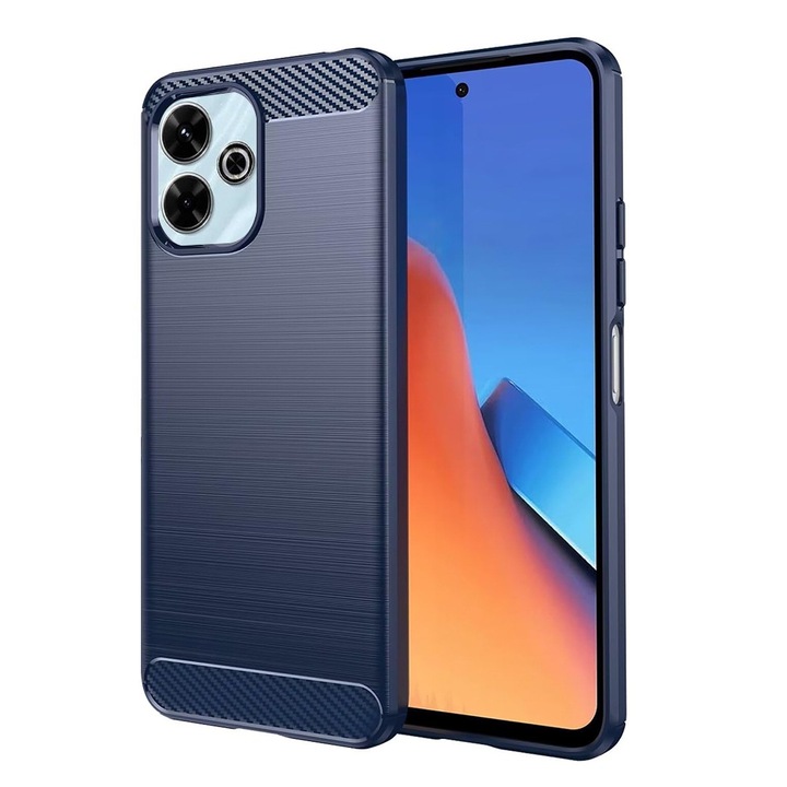 Szénálló tok Xiaomi Redmi 13 / Poco M6 4G telefonhoz, OPTIM MEGOLDÁS, szilikon TPU jobb védelem, szálas kialakítás, ütésálló optimalizálás, hosszú távú tok, kék