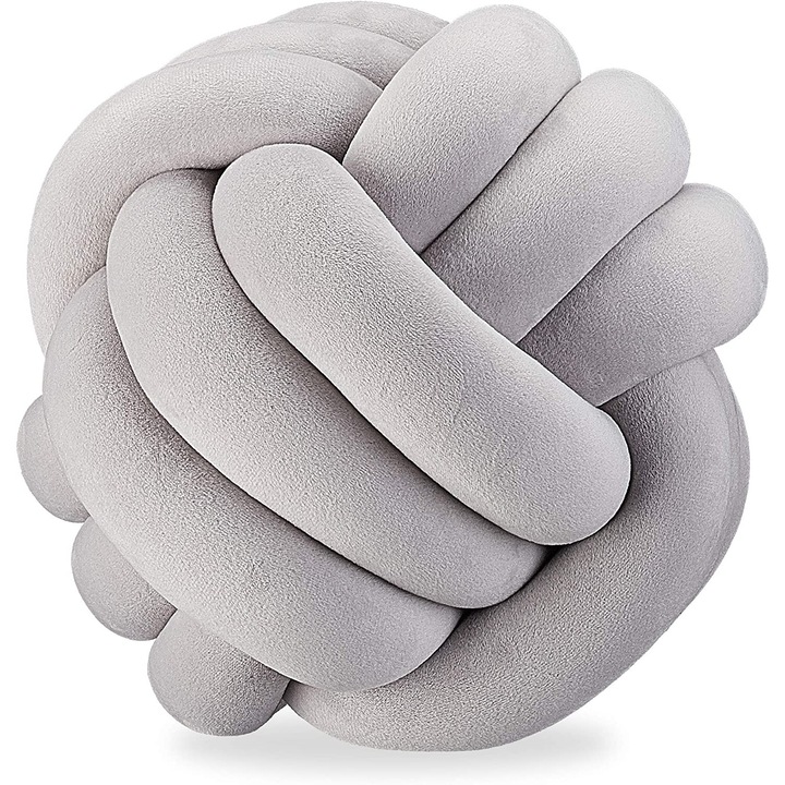 Perna decorativa, Bumbac, 25 x 25 cm, Gri deschis