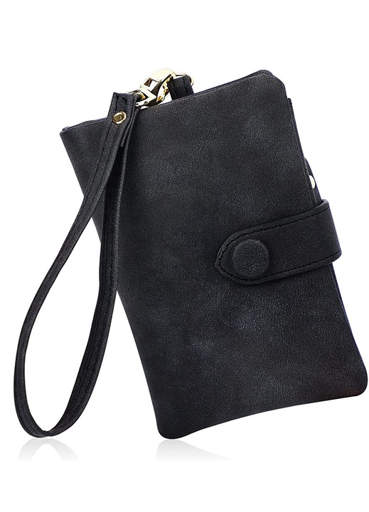 Portofel, piele ecologica, Negru, 14x9x3cm