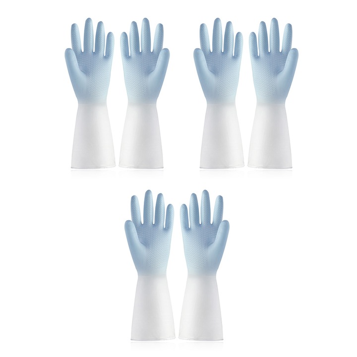 3 pár tisztítókesztyű készlet, vízálló, csúszásmentes, kék
