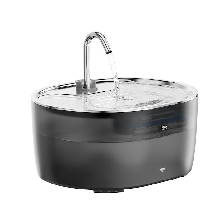 Fantana pentru apa pentru animale, 3.2L, 4 filtre din bumbac, neagra