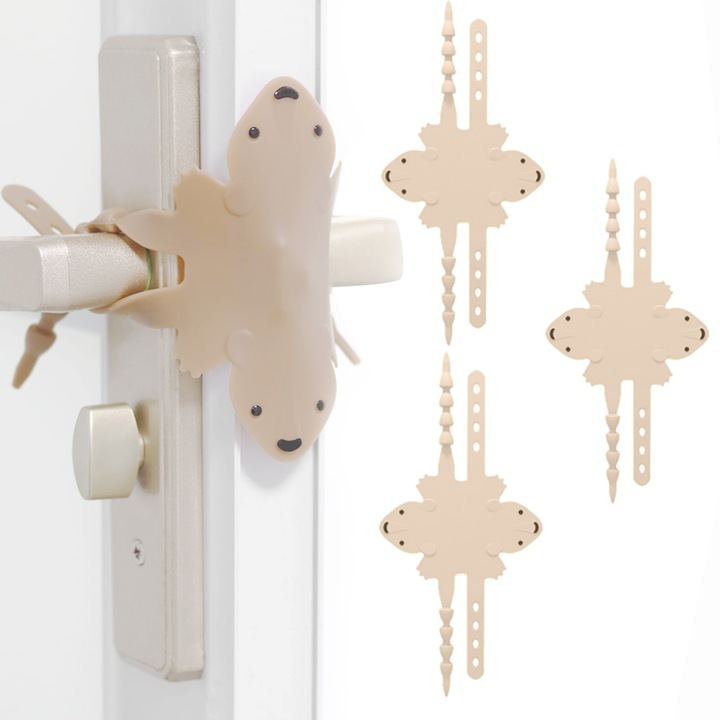 Set 3 amortizoare usa din silicon, ajustabile, 10.6x22cm, bej