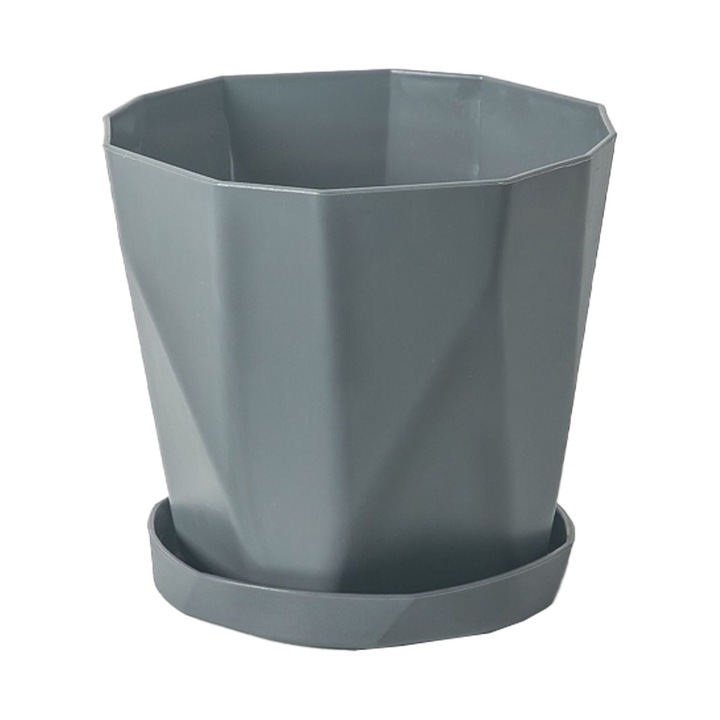 Ghiveci pentru plante, biodegradabil, plastic, gri, 11.5x13cm