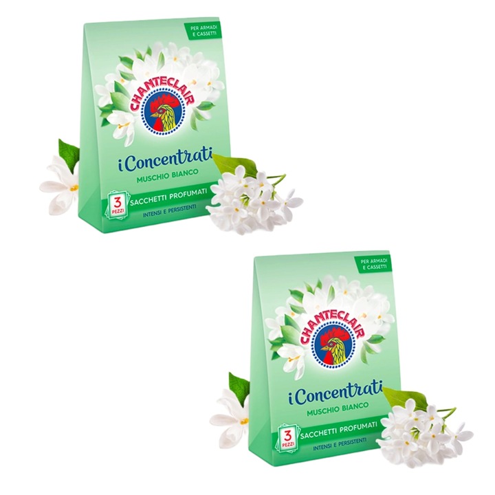 Pachet 2 x Set de Saculeti Parfumati Chanteclair Muschio Bianco, 3 x 12 g