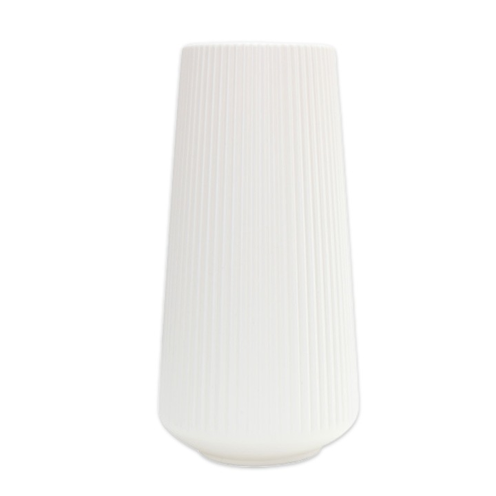 Vaza plastic, design simplu, alb, 18x18x33cm