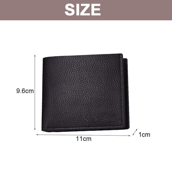 Portofel barbatesc, piele ecologica/poliester, negru, 9.6x11x1cm