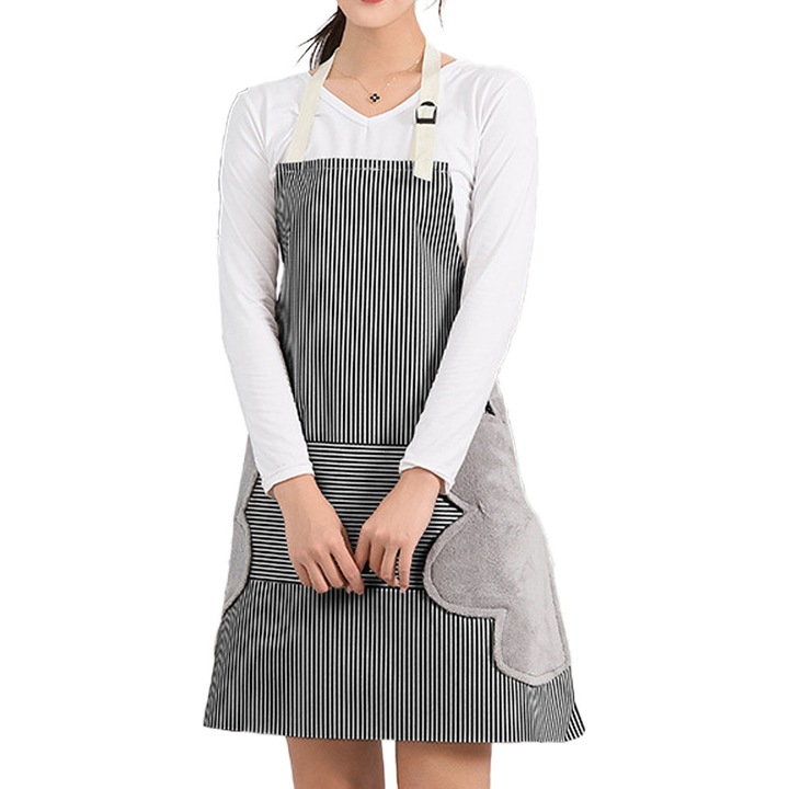 Set 2 sorturi de bucatarie, bumbac si canepa, cu buzunare, multicolor, 65x70x2cm