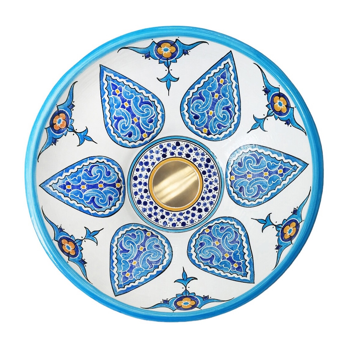 Lavoar baie Artizan BLUERAIN rotund 36 cm diametrul PICTAT MANUAL