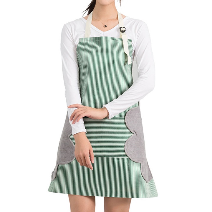 Set 2 sorturi de bucatarie, bumbac si canepa, cu buzunare, ajustabile, multicolor, 65x70x2cm