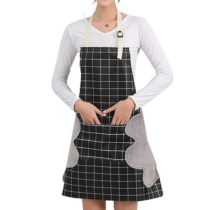 Set 2 sorturi de bucatarie, negru, alb, cafea, 72x70x2cm