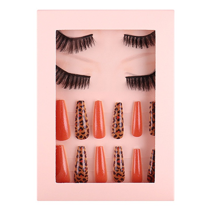 Set 2 perechi gene si unghii false, sintetic, multicolor