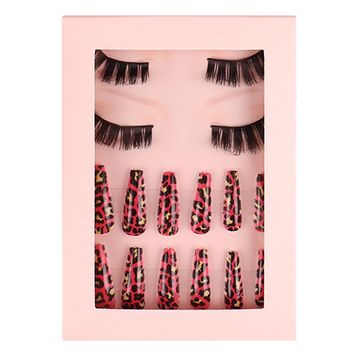 Комплект от 2 чифта синтетични мигли/фалшиви нокти, QttvbTna
