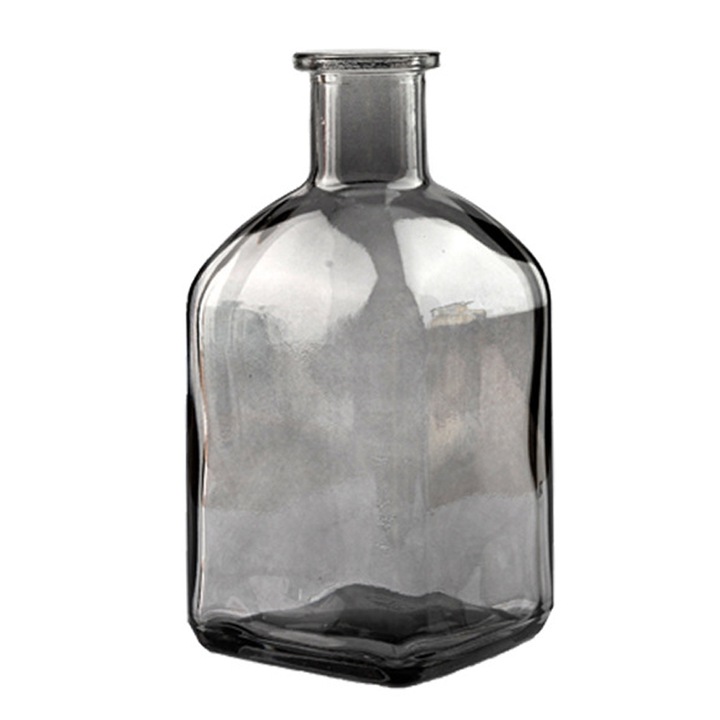 Vaza, sticla transparenta, gri, 18.5x7cm