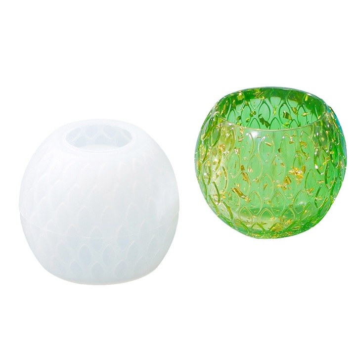 Forma din silicon pentru suport lumanari, stil1, 82.6x67.4mm, alb