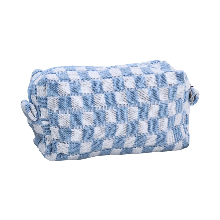 Geanta de machiaj in carouri Geanta de machiaj Roz Verde Geanta de machiaj Geanta de machiaj de voiaj Geanta organizatoare, albastra