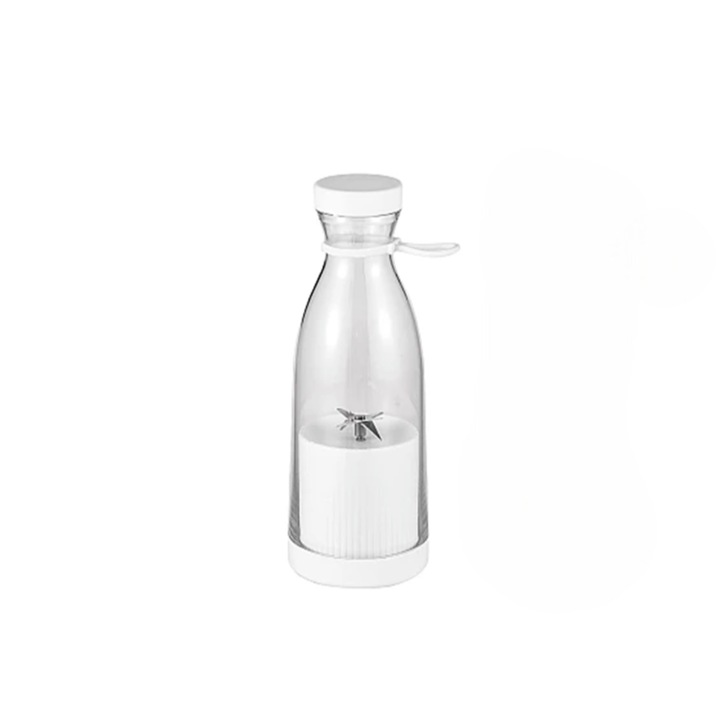 Преносим блендер, мултифункционален, 420 ml, USB зареждане, 6 остриета от неръждаема стомана, 50 W, бял, 22 x 6 cm