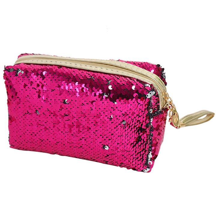 Portfard octogonal, 18x10.5x5cm, poliester, Roz