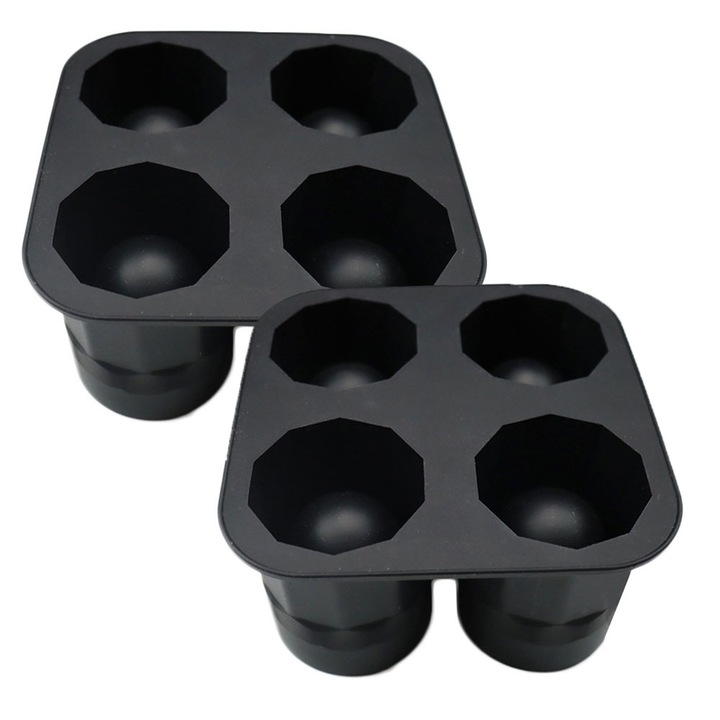 Set 2 forme pentru gheata si jeleuri, silicon alimentar, negru, 100x100x55mm