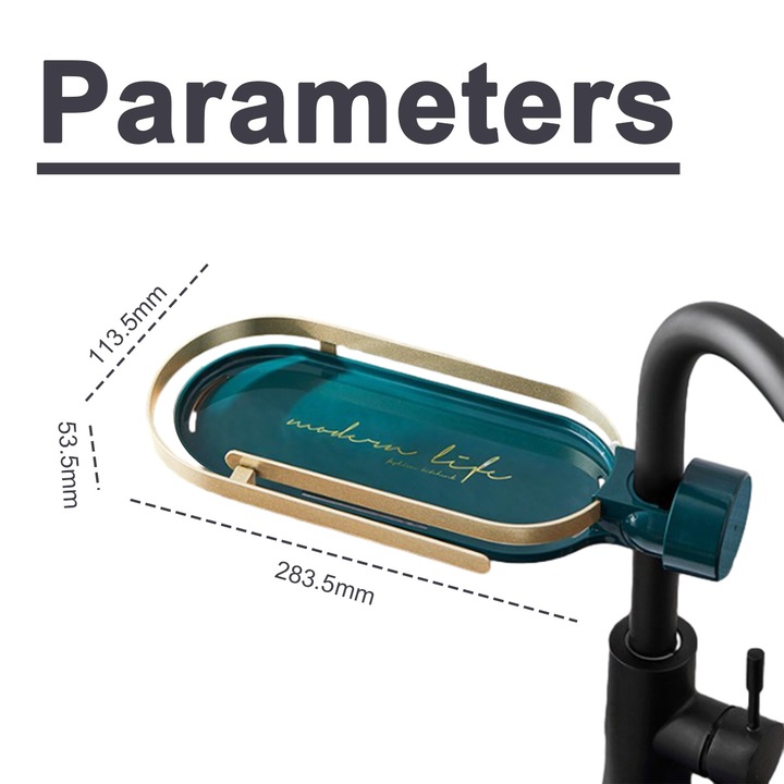 Държач за гъба за мивка с кърпа, органайзер за мивка, размер 11,1x4,4x2,1 инча, регулируем, за кръгли тръби 0,7-1,1 инча, дренажен дизайн