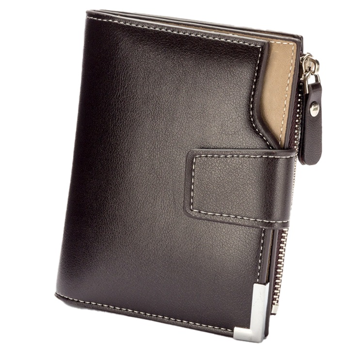 Мъжки портфейл, кафяв/черен, 14x5x12см, комплект 1 бр