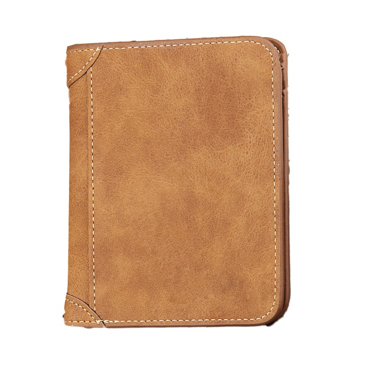 Portofel minimalist, ultra-subtire, maro