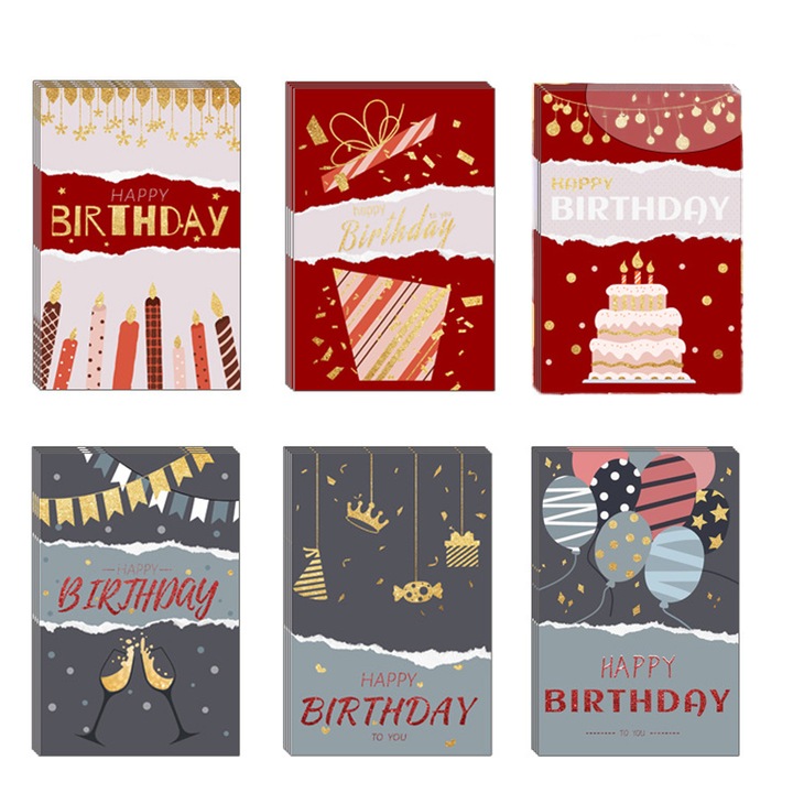 48 db-os születésnapi képeslap készlet, egyedi tervezésű, 5x7 hüvelykes, többszínű
