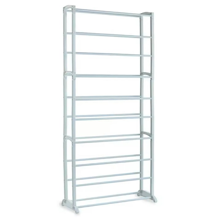 Поставка за обувки, S DEPOT®, за съхранение на обувки, 140 см, Метал, Бяла