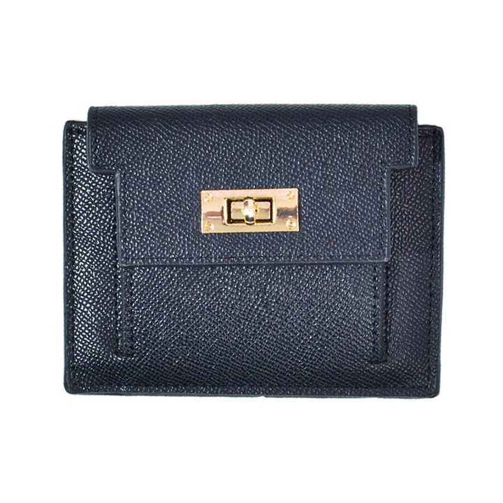 Дамско портмоне, поставка за карти, екологична кожа, черно, 13.5x10.5x2см