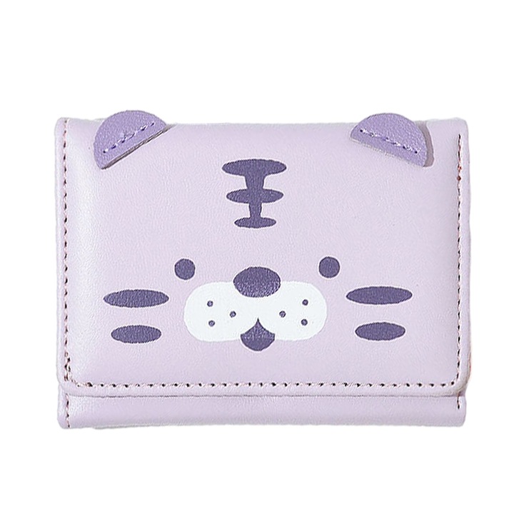 Portofel dama, Piele ecologica, 10.5x8x1.5 cm, Mov